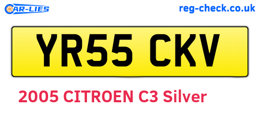 YR55CKV are the vehicle registration plates.