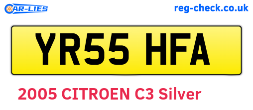 YR55HFA are the vehicle registration plates.