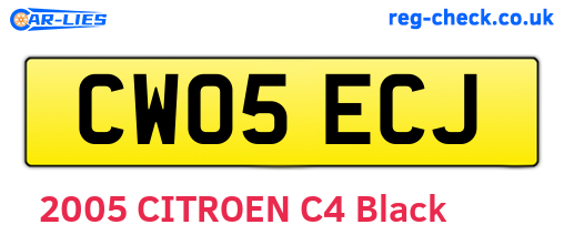CW05ECJ are the vehicle registration plates.
