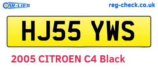 HJ55YWS are the vehicle registration plates.