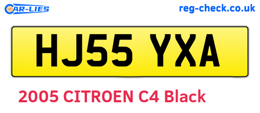 HJ55YXA are the vehicle registration plates.