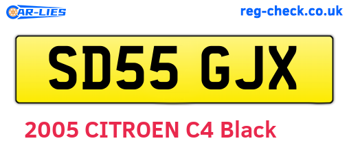 SD55GJX are the vehicle registration plates.