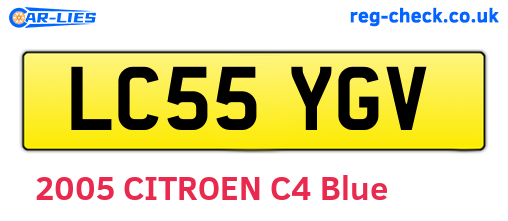 LC55YGV are the vehicle registration plates.