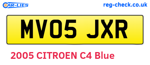 MV05JXR are the vehicle registration plates.