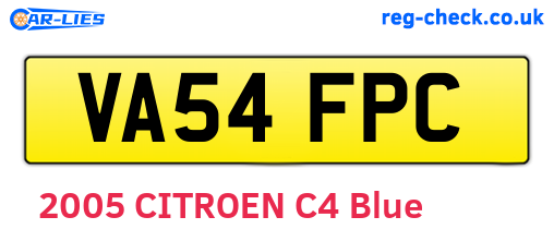 VA54FPC are the vehicle registration plates.