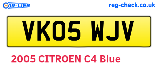 VK05WJV are the vehicle registration plates.