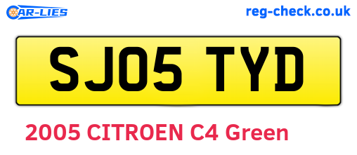 SJ05TYD are the vehicle registration plates.