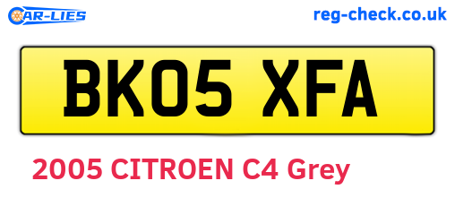 BK05XFA are the vehicle registration plates.