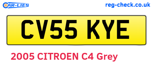 CV55KYE are the vehicle registration plates.