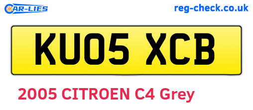 KU05XCB are the vehicle registration plates.