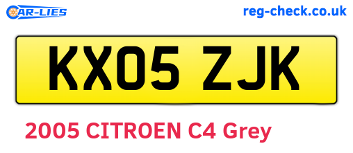 KX05ZJK are the vehicle registration plates.