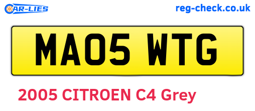 MA05WTG are the vehicle registration plates.