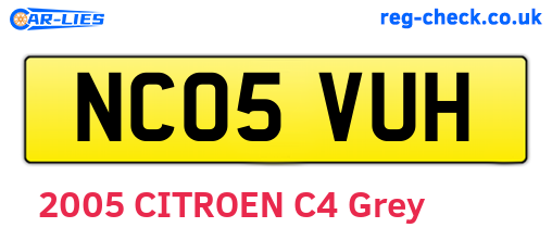 NC05VUH are the vehicle registration plates.