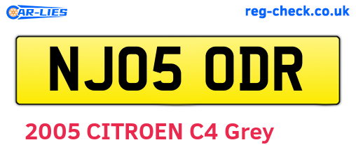 NJ05ODR are the vehicle registration plates.