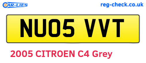 NU05VVT are the vehicle registration plates.