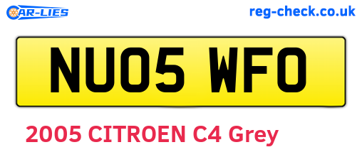 NU05WFO are the vehicle registration plates.