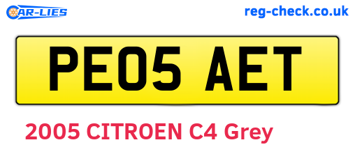 PE05AET are the vehicle registration plates.