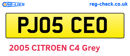 PJ05CEO are the vehicle registration plates.