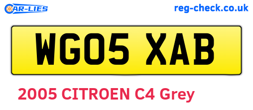 WG05XAB are the vehicle registration plates.