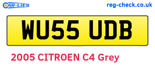 WU55UDB are the vehicle registration plates.