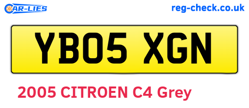 YB05XGN are the vehicle registration plates.