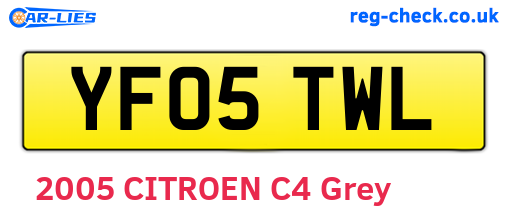 YF05TWL are the vehicle registration plates.