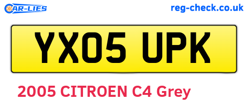 YX05UPK are the vehicle registration plates.