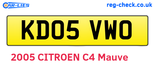 KD05VWO are the vehicle registration plates.