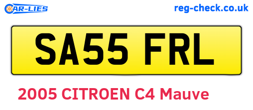 SA55FRL are the vehicle registration plates.