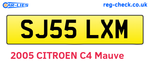 SJ55LXM are the vehicle registration plates.