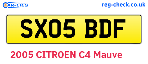 SX05BDF are the vehicle registration plates.