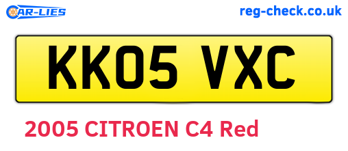 KK05VXC are the vehicle registration plates.