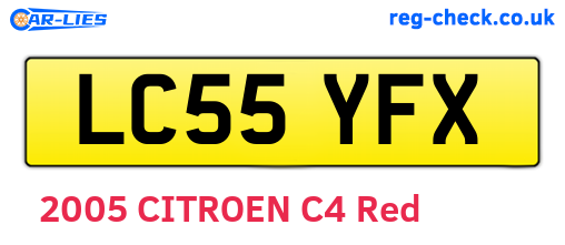 LC55YFX are the vehicle registration plates.