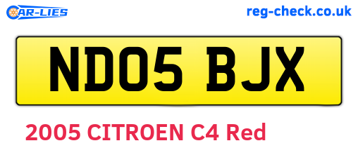 ND05BJX are the vehicle registration plates.