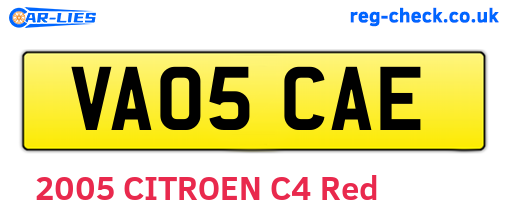 VA05CAE are the vehicle registration plates.
