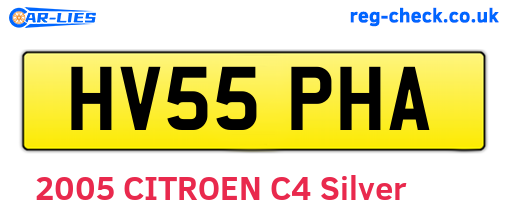 HV55PHA are the vehicle registration plates.