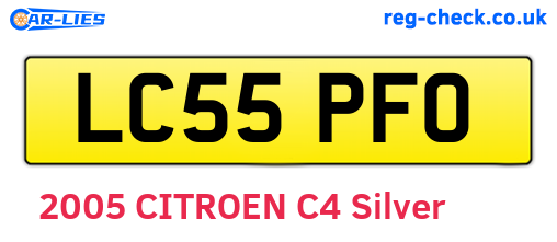 LC55PFO are the vehicle registration plates.