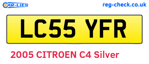 LC55YFR are the vehicle registration plates.