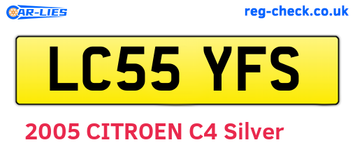 LC55YFS are the vehicle registration plates.