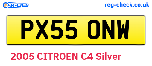 PX55ONW are the vehicle registration plates.