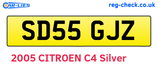 SD55GJZ are the vehicle registration plates.