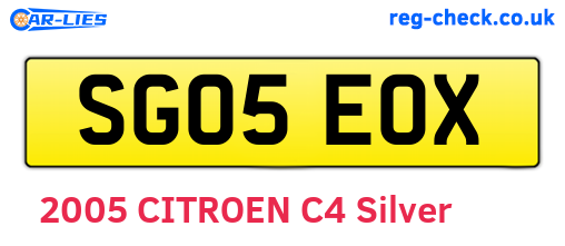 SG05EOX are the vehicle registration plates.
