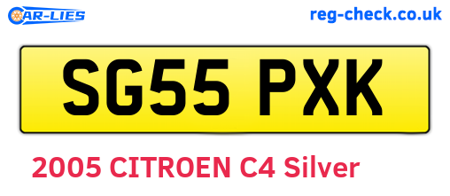 SG55PXK are the vehicle registration plates.