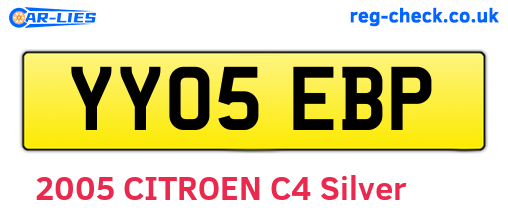 YY05EBP are the vehicle registration plates.