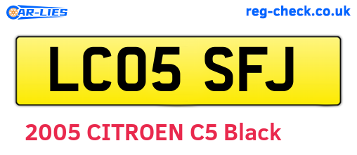LC05SFJ are the vehicle registration plates.