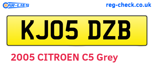 KJ05DZB are the vehicle registration plates.