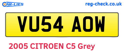 VU54AOW are the vehicle registration plates.