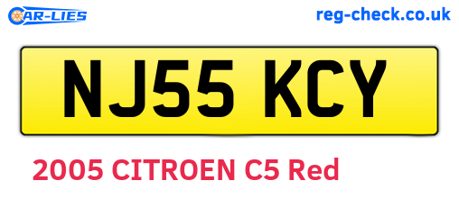 NJ55KCY are the vehicle registration plates.