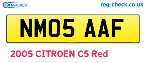 NM05AAF are the vehicle registration plates.