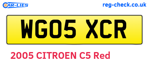 WG05XCR are the vehicle registration plates.